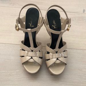 YSL patene wedge heels in beige